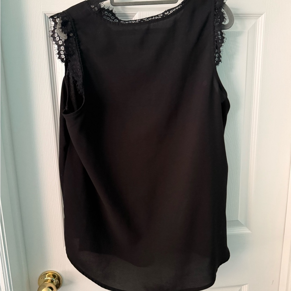 Elegant Black Lace Trim Women's Top